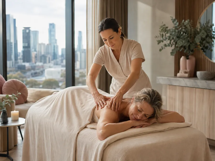 A woman lying down for a wellness massage in Melbourne